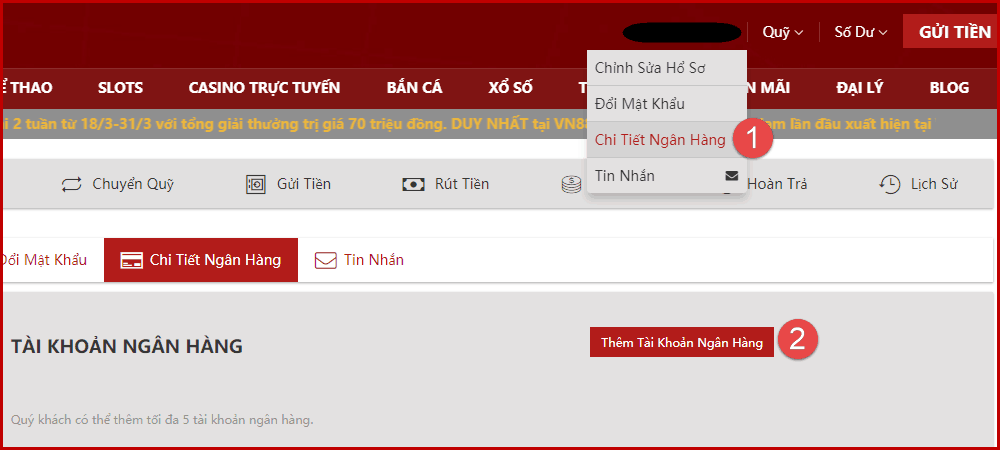 Them tai khoan ngan hang vao VN88 - Hinh 1