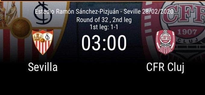 Soi kèo nhà cái Sevilla vs CFR Cluj, 28/02/2020 – Cúp C2 Châu Âu [Europa League]